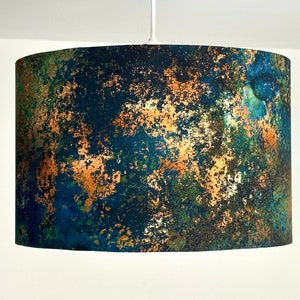 Dark teal distressed Lamp shade blue lamp home decor gold lampshade table lamp