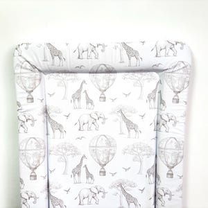 Grey Chinoiserie Toile de Jouy Safari Changing mat elephant giraffe home decor jungle changing pad