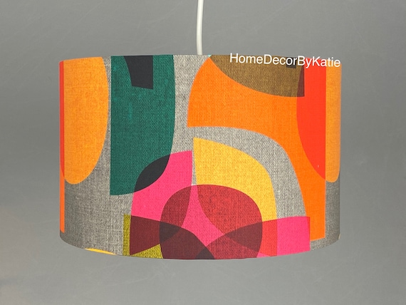 Mid century kaleidoscope Abstract Lamp shade grey lamp home decor yellow lampshade table lamp