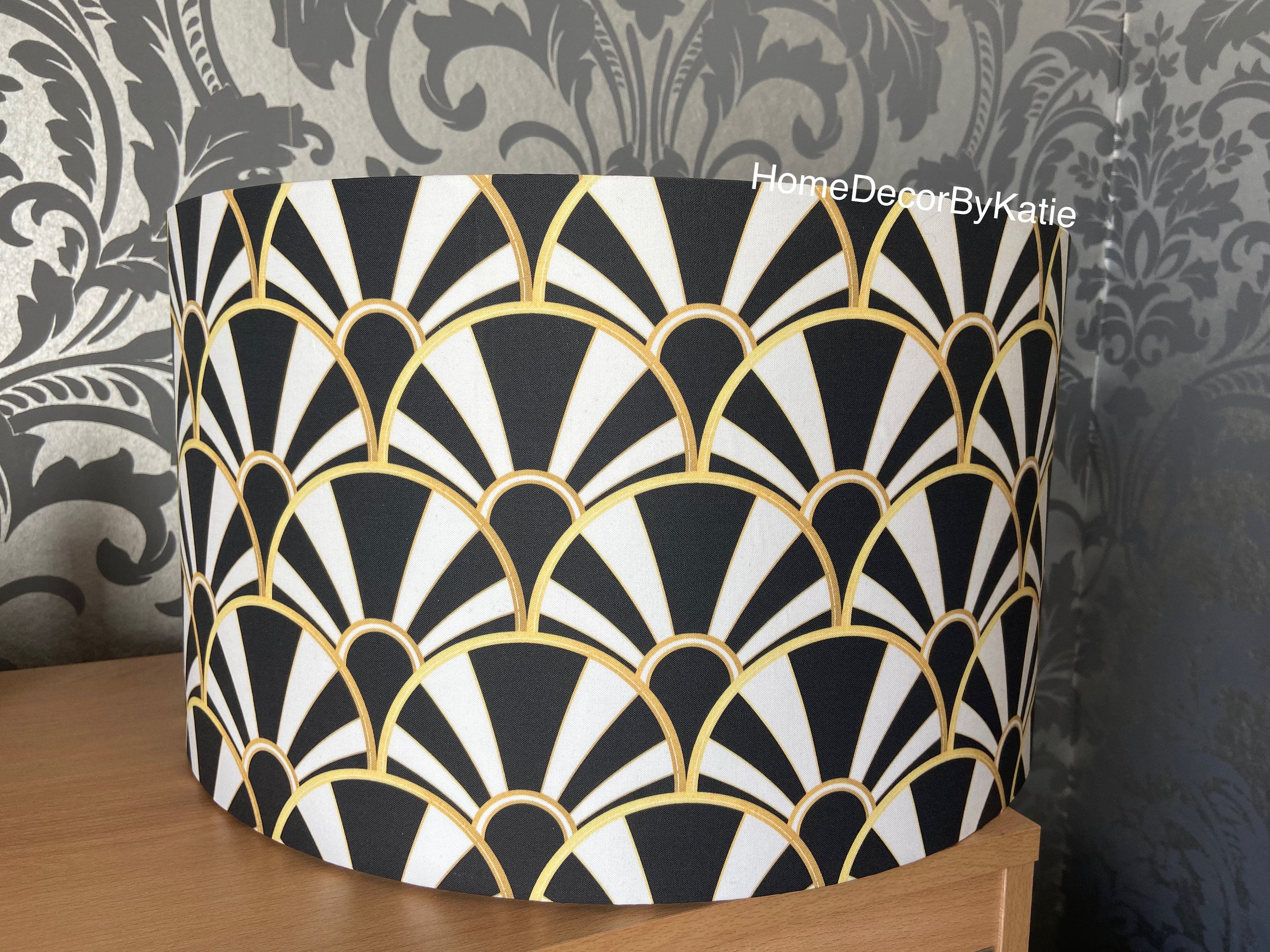 Vintage Art Deco Lamp shade black and white lamp home decor Etsy