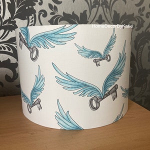 Wizard lamp shade lamp pastel blue keys home decor arrow lampshade table lamp