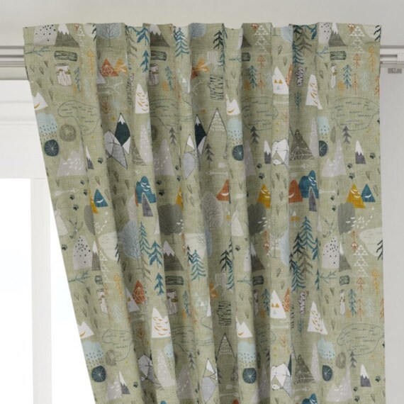 Olive Curtains Geometric Curtains Drapes Mountain Curtains Etsy