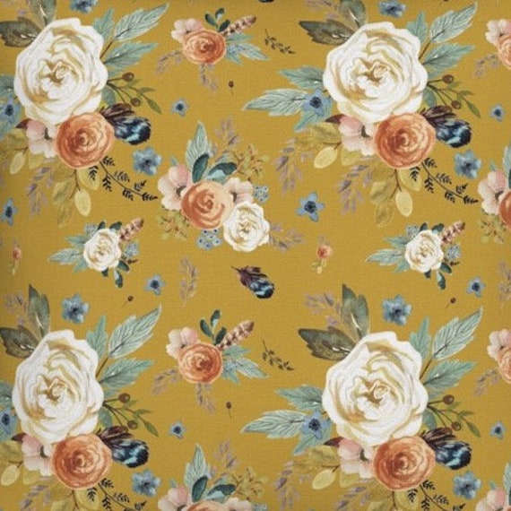 mustard floral table lamp