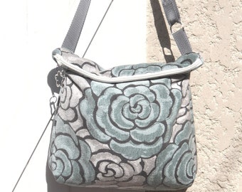 Crossbody bag / shoulder bag / fabric / upholstery fabric / large flowers / velvet look / spring-summer / gift for her.