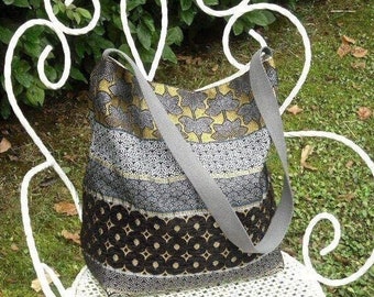 Handbag / fall-winter / shoulder bag / shoulder strap / fancy fabric / graphic / patchwork / gray / gold / black.
