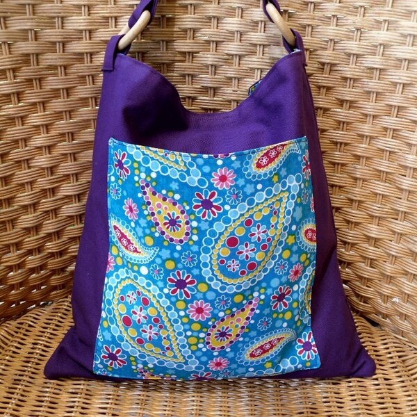 Sac bandoulière hippie chic violet