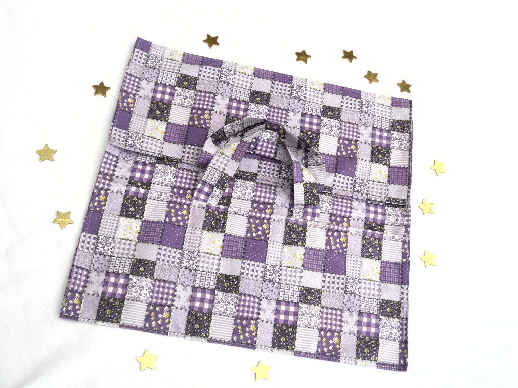 Sac à Tarte/Gateau Tissu Patchwork Violet Mauve .