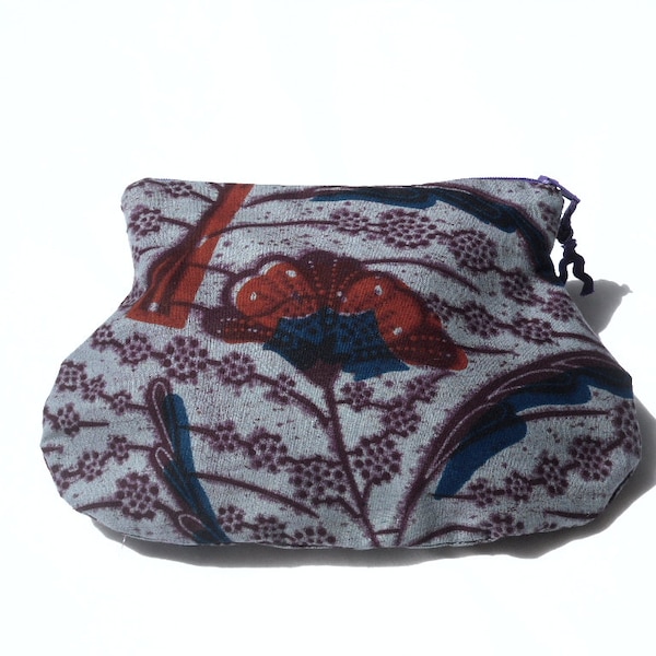 Trousse / pochette / tissu / wax / africain / violet / maquillage .