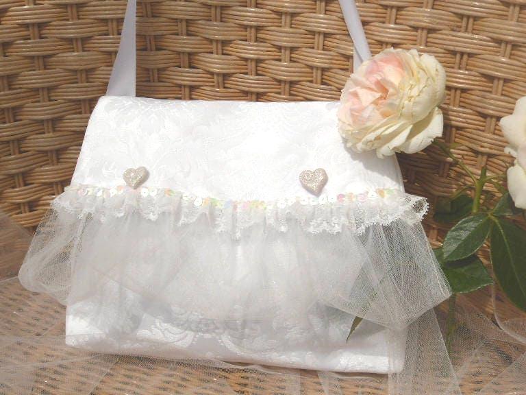 Petit Sac En Tissu Dentelle Beige/blanc - Style Vintage Romantique, Fait Main, Neuf