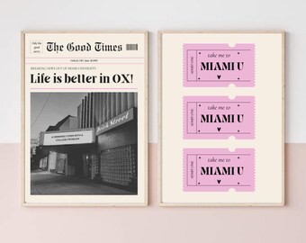 Miami University trendy slaapzaal muurdecoratie digitale prints set van 2