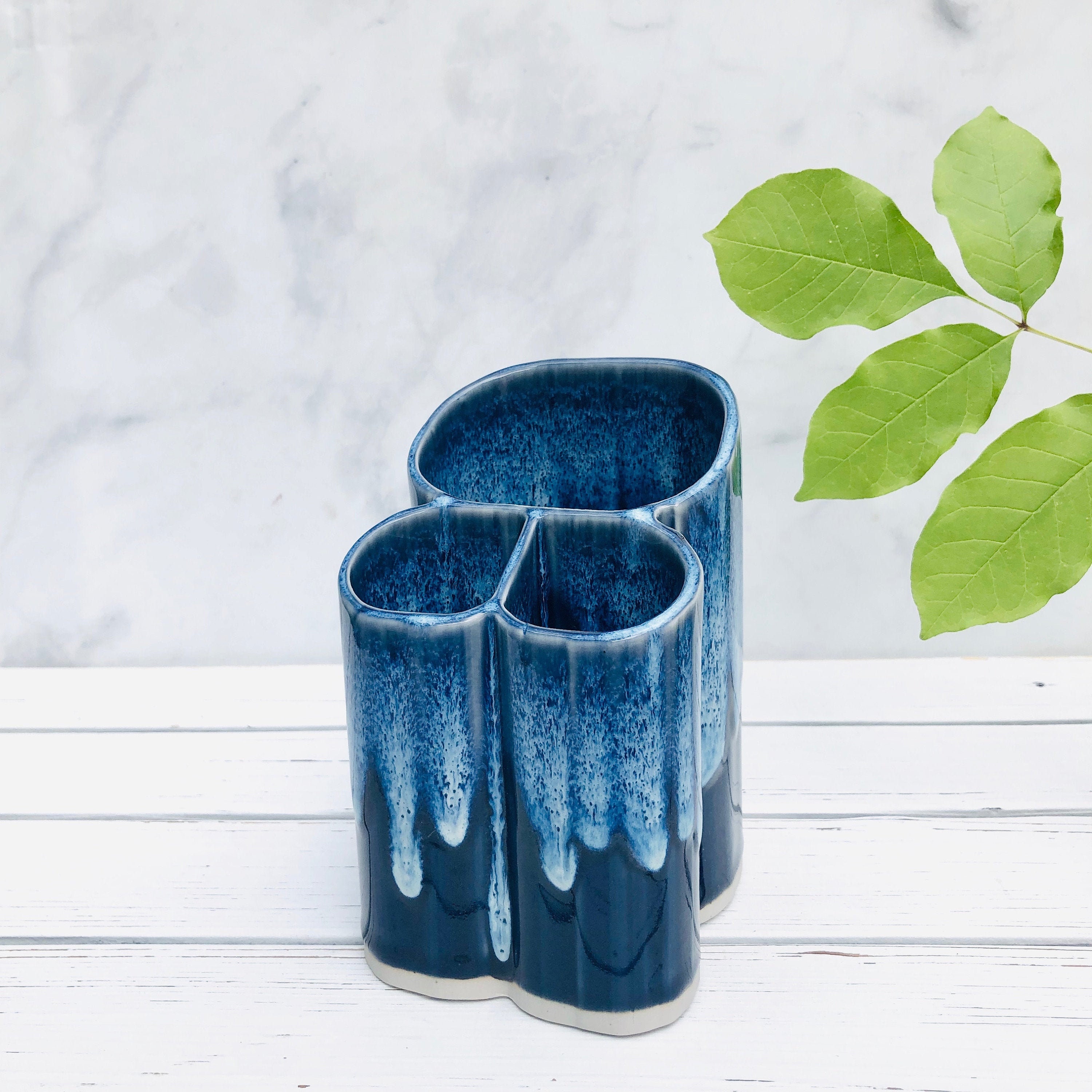 Dual Toothbrush Holder Handmade Ceramic Pottery 2 Battery Etsy