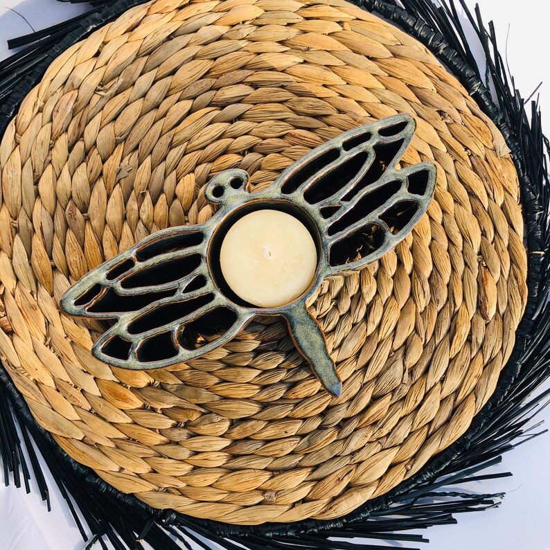 Dragonfly Votive Candle Holder Cerámica hecha a mano Etsy