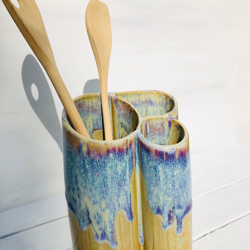 Large Utensil Holder Handmade Ceramic Pottery Kitchen Etsy