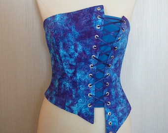 Bustier corset asymétrique - imprimé bleu