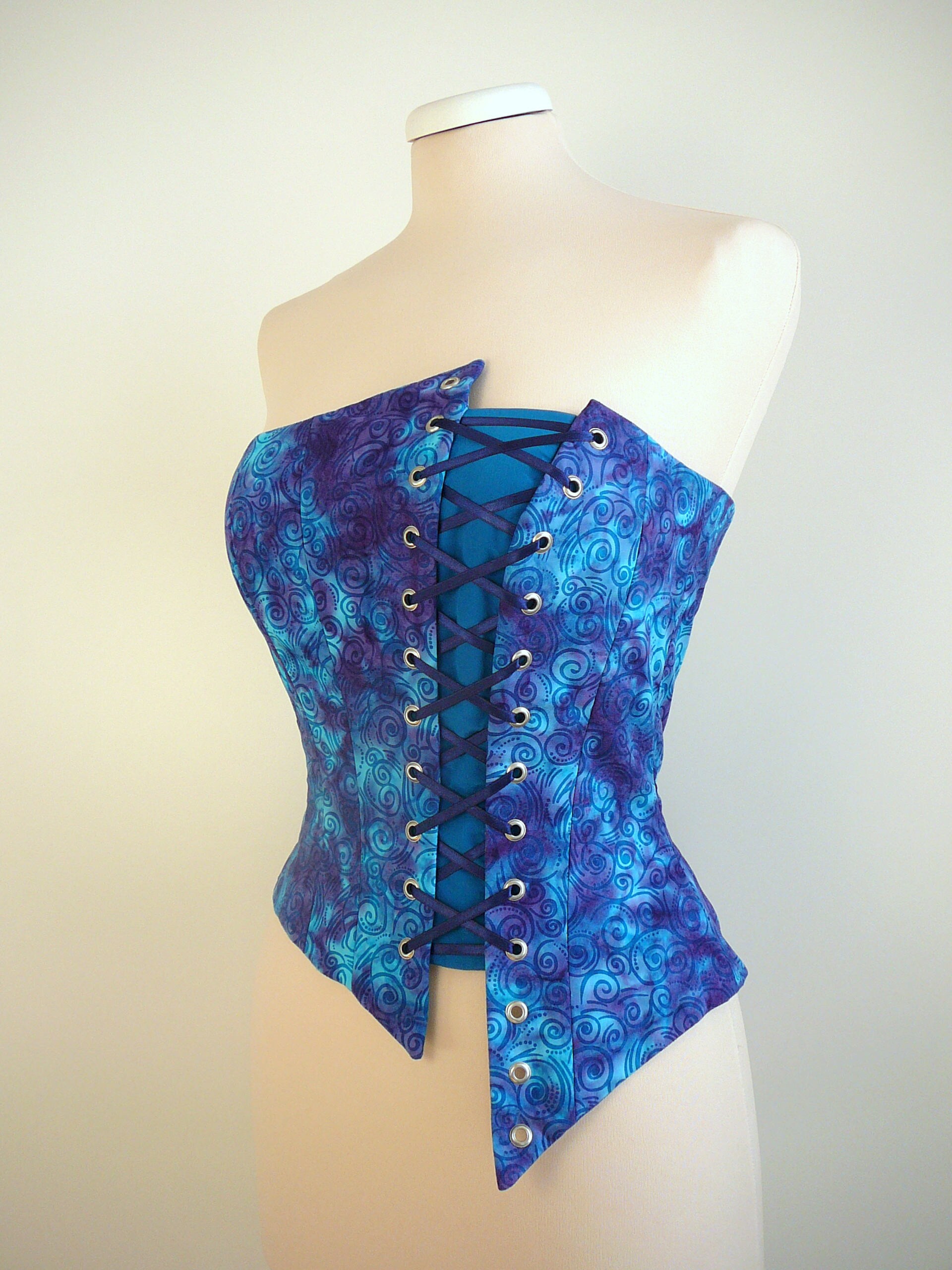トップス SLY ASYMMETRY MANISH BUSTIER Bustier Asymmetric Corset - Blue Print - Etsy