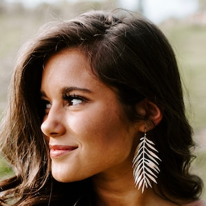 Leather earrings leather leaf lightweight earrings silver fern leather earrings feather light earrings leather leaf earrings