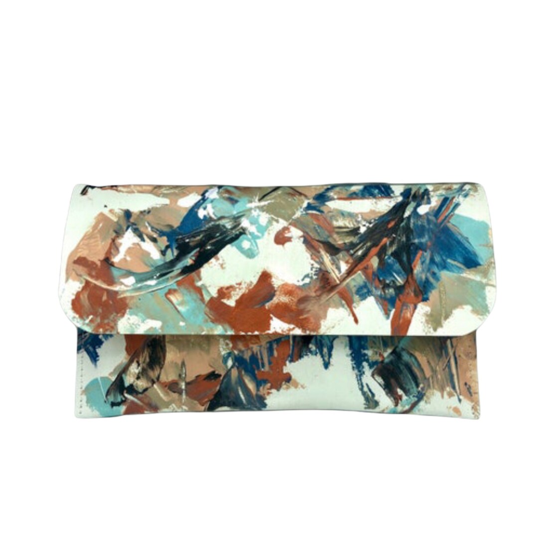 One of a Kind Hand Painted Leather Clutch Unique Clutch - Etsy