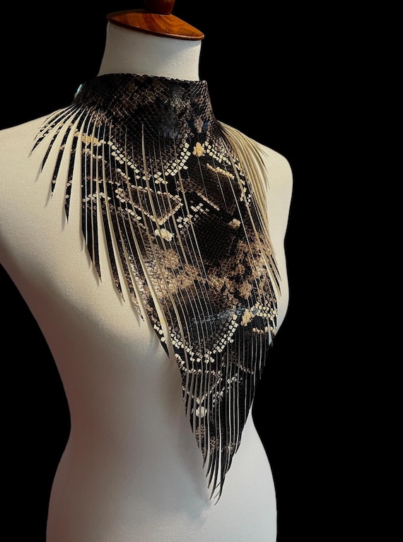 Leather Fringe Necklace Leather Fringe Zebra Print Leather Choker