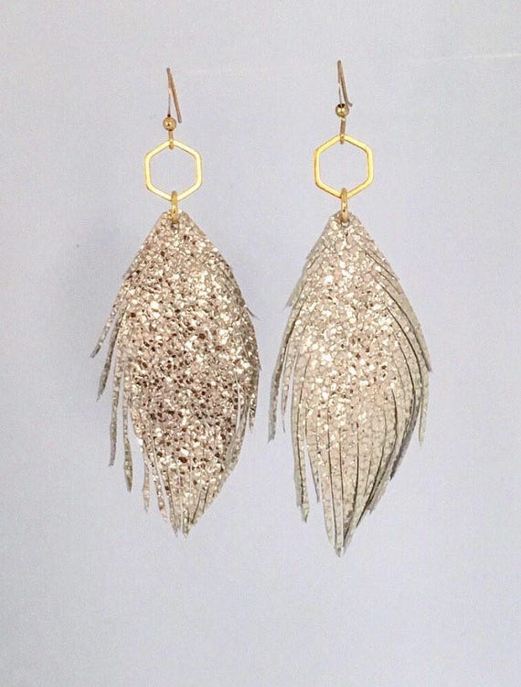 SHORT Leather feather earrings silver feather earrings soft gold leather feather earrings leather earrings lightweight dangle earrings