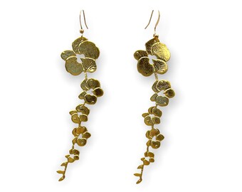 Leather earrings gold leather earrings lightweight earrings metallic gold leather leather flower earrings Italian leather