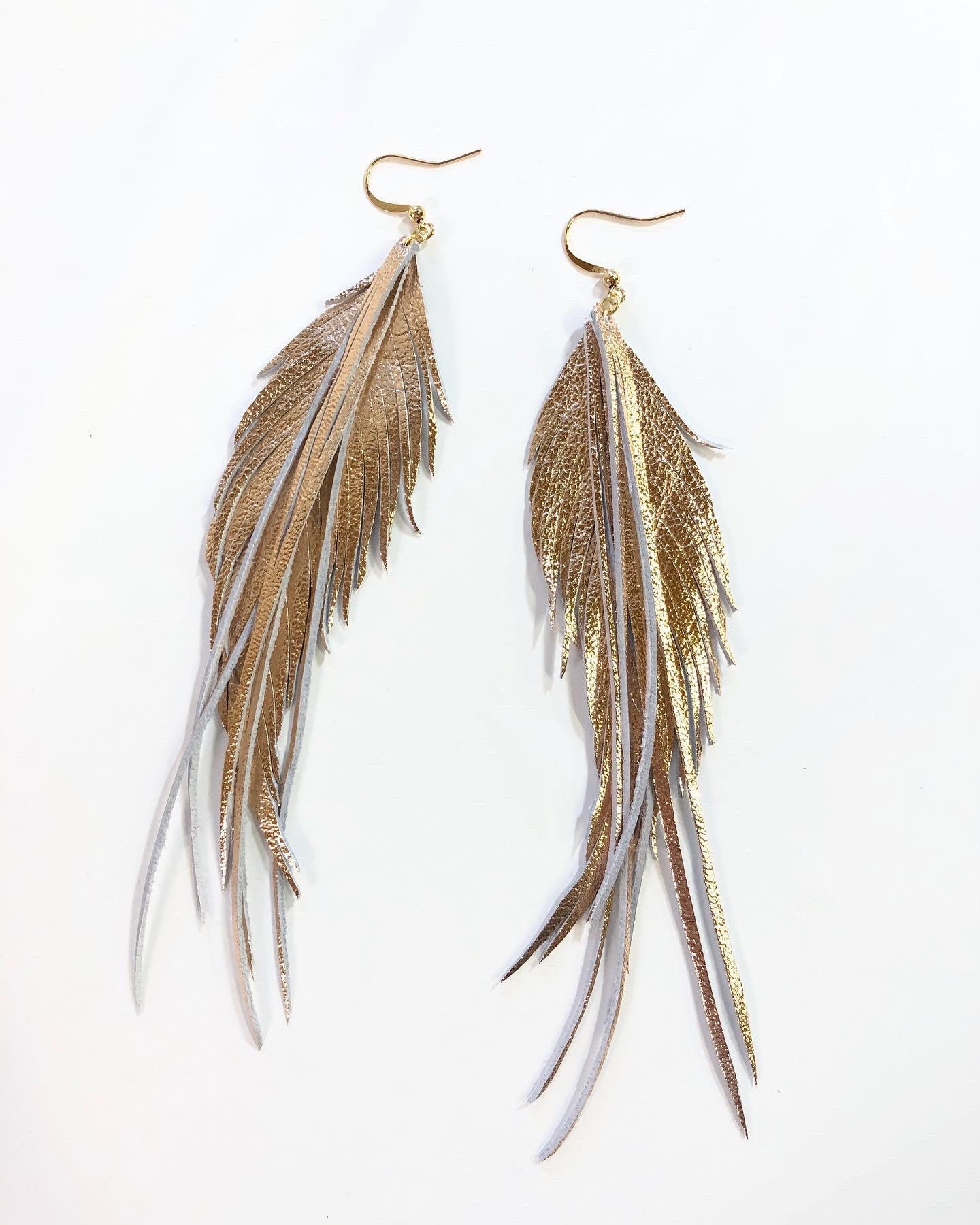 Rose gold feather earrings Clearance