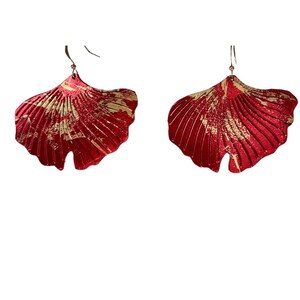ITALIAN leather earrings leaf lightweight earrings gold leather earrings feather light earrings leather leaf earrings ginkgo leaf earrings