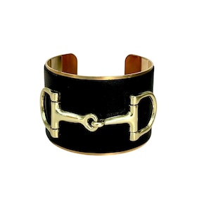 Leather horse snaffle bit bracelet equestrian bracelet leather horse bracelet gold snaffle cuff bracelet horse lover gift