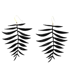 Leather earrings leather leaf lightweight earrings patent black fern leather earrings feather light earrings leather leaf earrings
