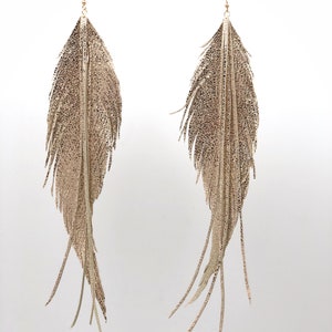 Leather feather earrings  8 inch EXTRA long leather earrings statement earrings featherlight earrings leather earrings statement earrings