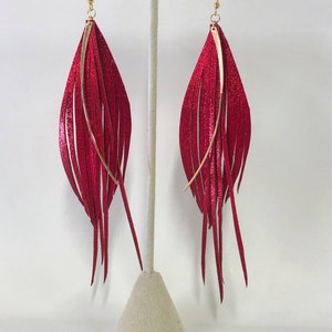 Leather Feather Earrings white feather earrings leather earrings lightweight white fringe leather earrings
