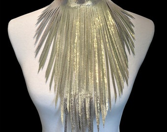 Leather fringe necklace leather fringe choker beige leather choker leather fringe tassel necklace statement necklace long necklace