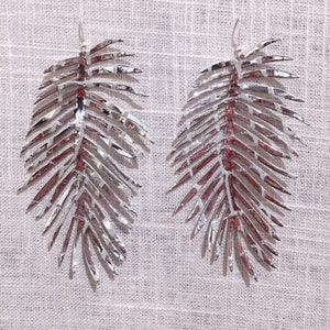 Leather earrings leather leaf lightweight earrings silver fern leather earrings feather light earrings leather leaf earrings