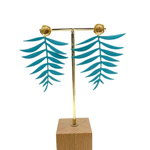 Leather earrings leather leaf lightweight earrings patent turquoise  fern leather earrings feather light earrings leather leaf earrings