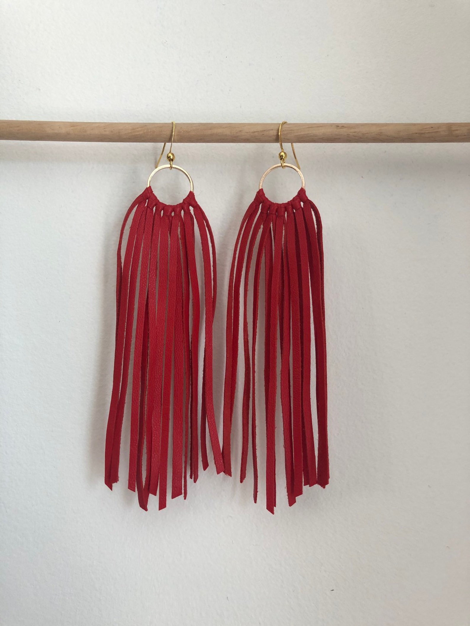 Leather Fringe Earrings Leather Tassel Earrings Leather Etsy