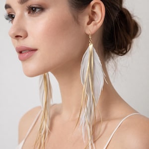 Leather feather earrings  8 inch EXTRA long leather earrings statement earrings featherlight earrings leather earrings statement earrings