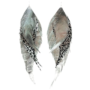 Triple  feather earrings 8 inch EXTRA long leather earrings statement earrings featherlight earrings leather earrings statement earrings