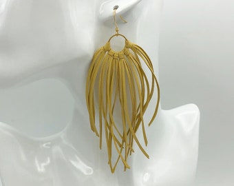 Leathe fringe earrings leather tassel earrings leather jewelry leather fringe earrings bohemian earrings