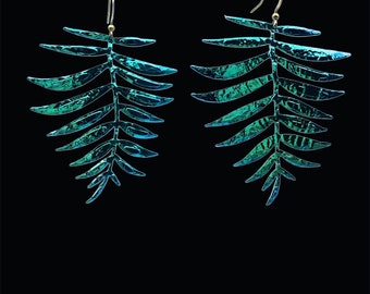 Leather earrings leather leaf lightweight earrings fern leather earrings feather light earrings leather leaf earrings