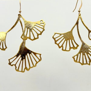 ITALIAN leather earrings leaf lightweight earrings gold leather earrings feather light earrings leather leaf earrings ginkgo leaf earrings