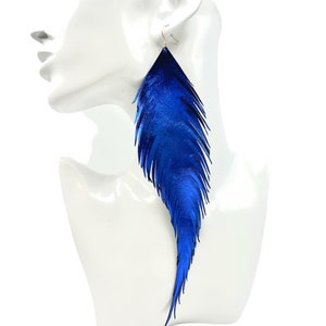 Leather feather earrings  8 inch EXTRA long leather earrings statement earrings featherlight earrings leather earrings statement earrings