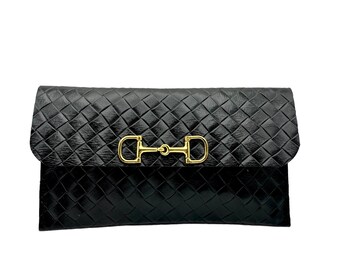 Italian leather purse with horse accent statement clutch unique leather purse equestrian inspired purse snaffle clutch