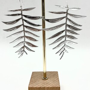 Leather earrings leather leaf lightweight earrings silver fern leather earrings feather light earrings leather leaf earrings