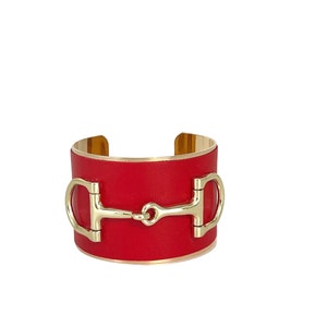 Leather horse snaffle bit bracelet equestrian bracelet leather horse bracelet gold snaffle cuff bracelet horse lover gift