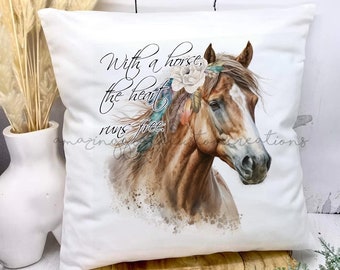 Boho horse quote cushion, 2 verse choices, horse lover cushion, boho floral horse, boho floral cushion, gift for horse lover