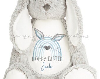 Easter personalised bunny teddy - rainbow teddy - Easter teddy - Easter gift for girl/boy, personalised Easter bunny gift, cute easter gift