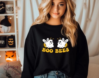 Spooky season sweatshirt, Boo-bees sweatshirt, funny halloween fashion clothing, ghost sweatshirt, bee lover sweatshirt for halloween