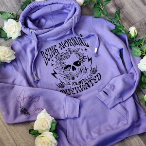 Being Normal is painfully overrated, Ladies/Unisex  cowl neck chunky hoody, funny Neurodiversity slogan, ladies fashionwear, ADHD hoodie