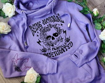 Being Normal is painfully overrated, Ladies/Unisex  cowl neck chunky hoody, funny Neurodiversity slogan, ladies fashionwear, ADHD hoodie