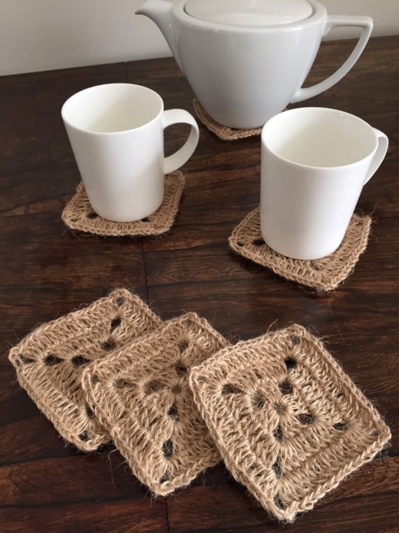 Natural Jute Coasters Crochet Jute Coasters Eco Friendly Set Etsy