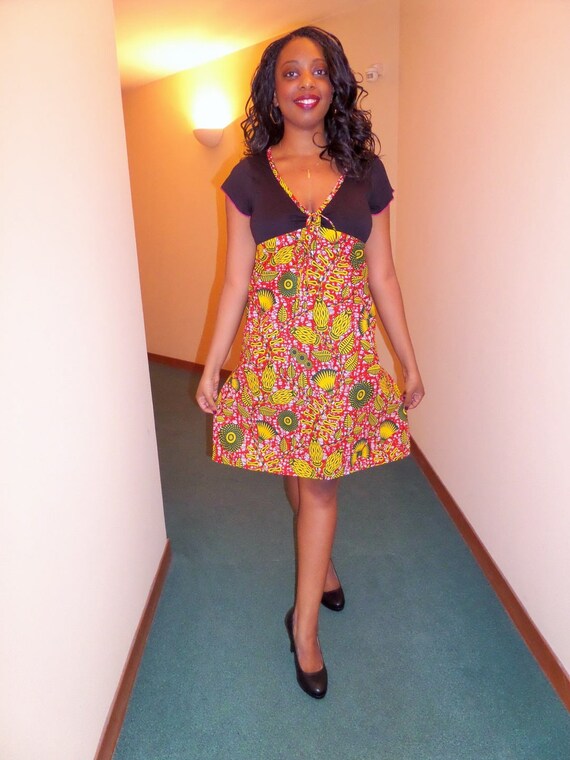 Robe courte wax robe africaine robe wax robe pagne Etsy